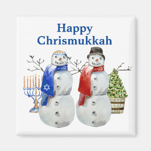 Imã Boneco de neve de Hanukkah Natal Chrismukkah