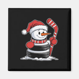 Imã Boneco de Neve de Hóquei no Gelo Engraçado Chapéu