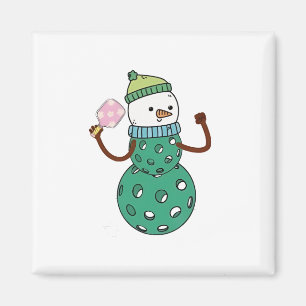 Imã Boneco de Neve de Pickleball Natal Divertido 