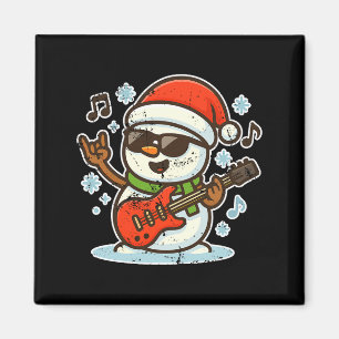 Imã Boneco de Neve de Rock Com Guitarra Premium Tri-bl