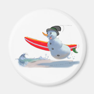Imã boneco de neve do surfista