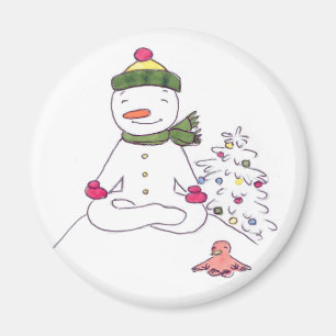 Imã Boneco de neve do zen, boneco de neve da ioga