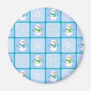 Imã Boneco de neve e flocos de neve xadrez de inverno