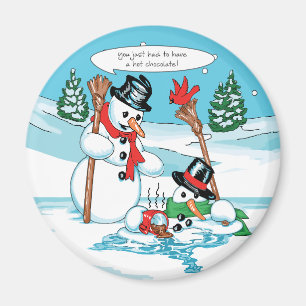 Imã Boneco de neve engraçado com desenhos animados do