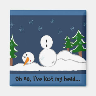 Imã Boneco de Neve Engraçado com Dito