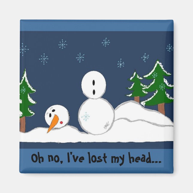 Imã Boneco de Neve Engraçado com Dito (Frente)