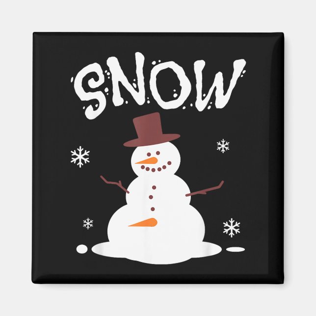Imã Boneco de Neve Engraçado e Soprador de Neve Casal  (Frente)