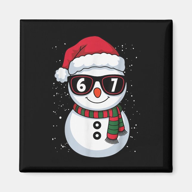 Imã Boneco de Neve Engraçado Seis Sete Natal 67 Meme G (Frente)