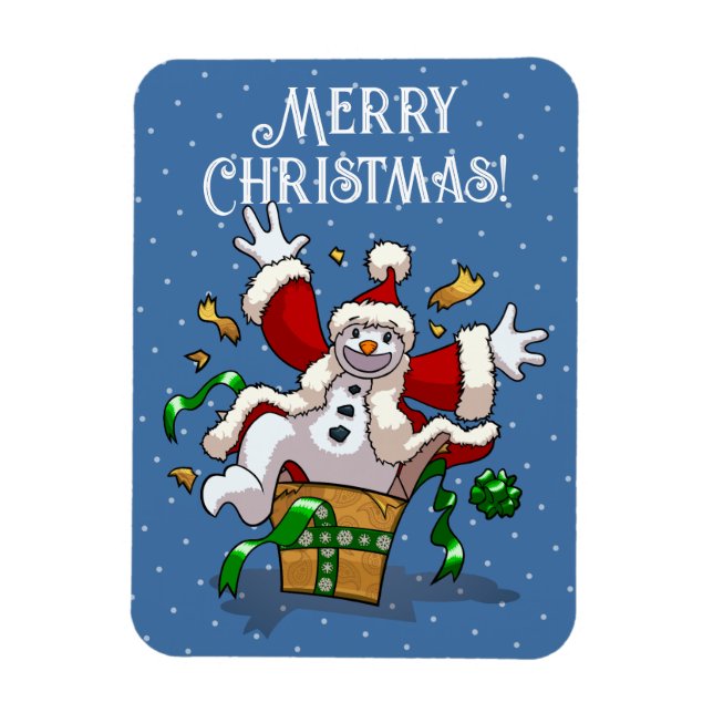 Ímã Boneco de Neve Engraçado Surpresa de Natal Animado (Vertical)
