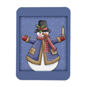 Ímã Boneco de neve feliz com vela