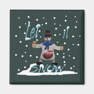 Imã boneco de neve feliz e engraçado