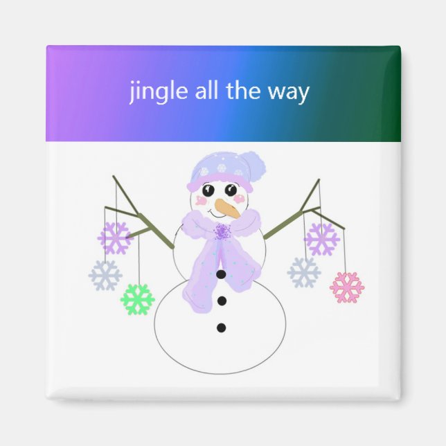 Imã Boneco de Neve Flakie com Flocos de Neve (Frente)