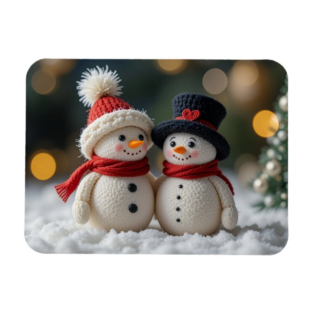 Ímã boneco de neve fofo junto (Horizontal)