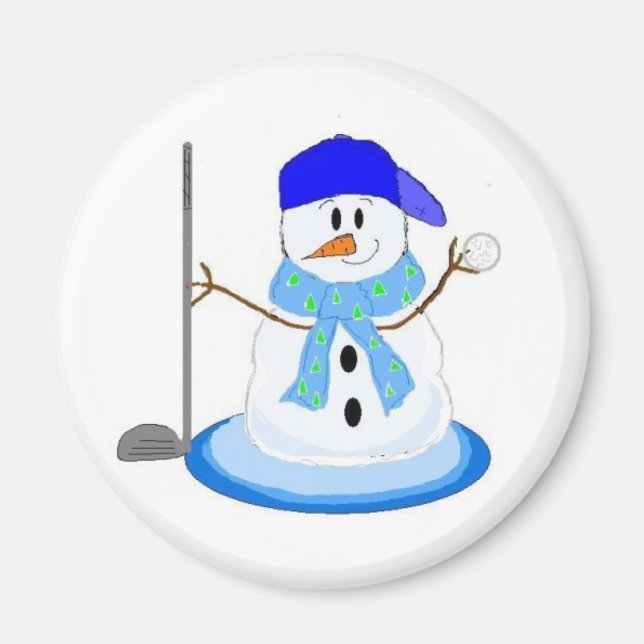 Imã Boneco de Neve Golfista (Frente)