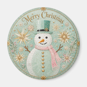 Imã Boneco de Neve Mosaico de Menta Alegria de Natal