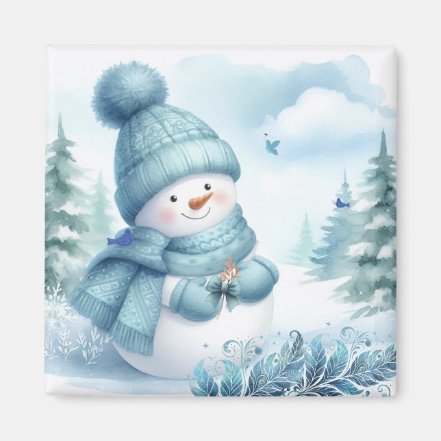 Imã Boneco de Neve Mundo Azul Gelado (Frente)