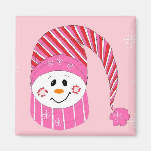 Imã Boneco de neve no rosa