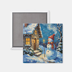 Imã Boneco de Neve Vintage pela Cottage de Natal Ilumi