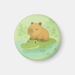 Imã Bonita Capybara sobre o presente de crocodilo verd