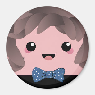 Imã Bonita cara feliz kawaii boneca japonesa azul