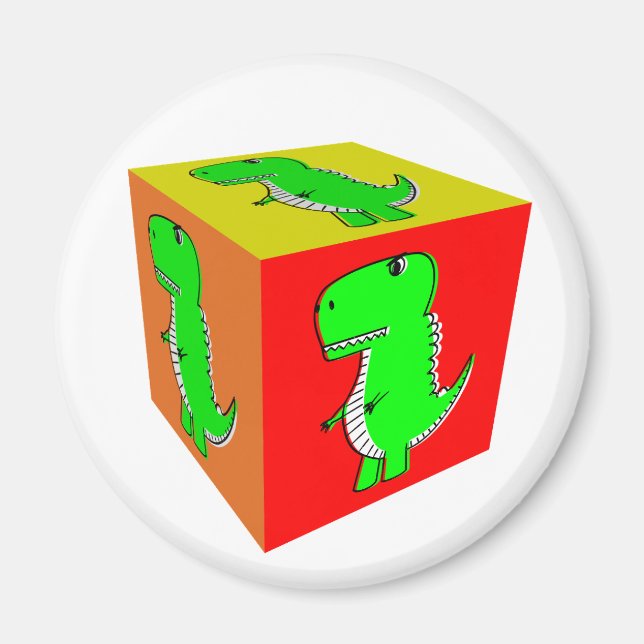 Imã Bonita Cartoon Dino Cube Art (Frente)