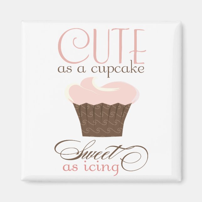 Imã Bonita como cupcake! Rosa e Castanho (Frente)