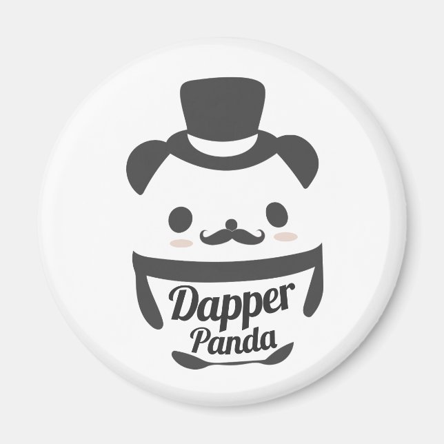 Imã Bonita Dapper Panda Vestindo Chapéu Superior (Frente)