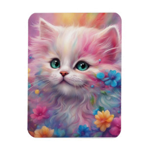 Ímã Bonita Gato Branco Fluffy