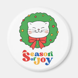 Imã Bonita Kawaii Cat Wreath Season of Joy