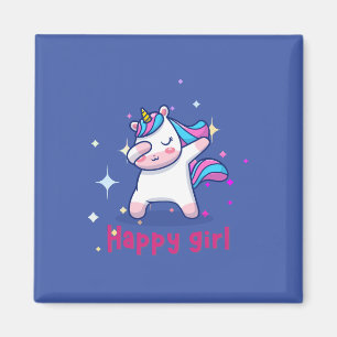 Imã Bonita Kawaii Colorida Rainbow Unicorn Happy Girl