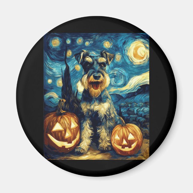 Imã Bonita miniatura Schnauzer Cachorro Halloween Jack (Frente)