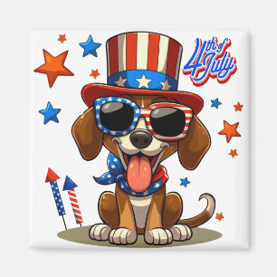 Imã Bonita, patriótica 4 de julho de cachorro/cachorri