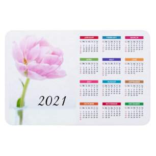 Ímã Bonita Penônia Rosa  Calendário Floral 2021