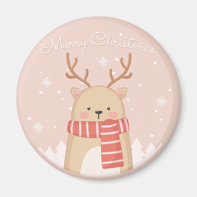 Imã Bonita Reindeer de Natal (Frente)