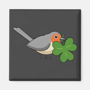 Imã Bonita Robin com o Cartoon Shamrock Clover