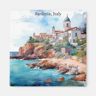 Imã Bonita Sardenha Itália Watercolor Viagem