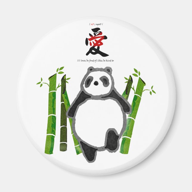 Imã Bonita tinta panda desenhando amor (Frente)