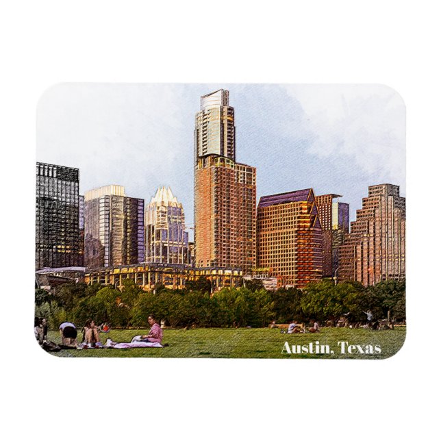 Ímã Bonita Viagem de Skyline Austin Texas (Horizontal)