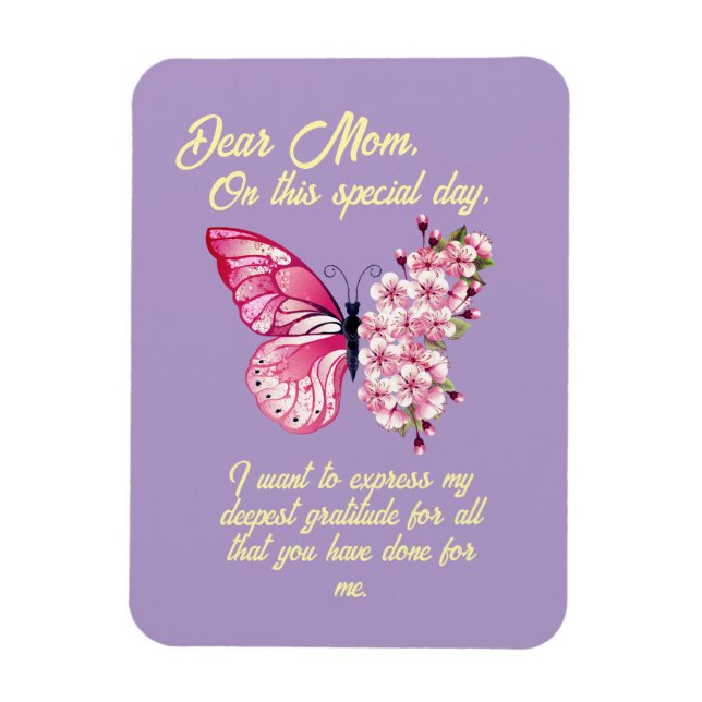 Ímã Bonitas Borboletas Dia de as mães Personalizado (Vertical)