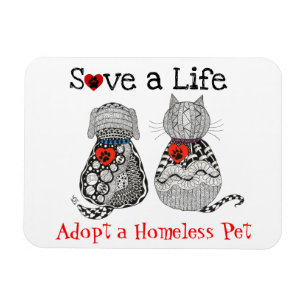 Ímã bonito 3" da adopção do cão e gato x4 "