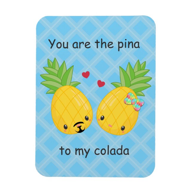 Ímã Bonito Abacaxi Tropical Pina Colada Romântica (Vertical)