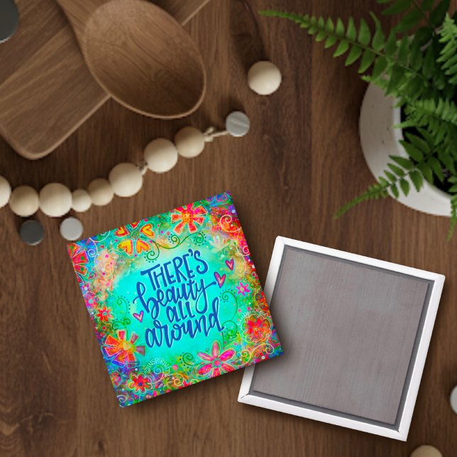 Imã Bonito Beleza Floral Divertida Por Toda A Inspiriv (Criador carregado)