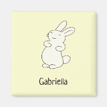 Bonito coelho branco, nome personalizado amarelo