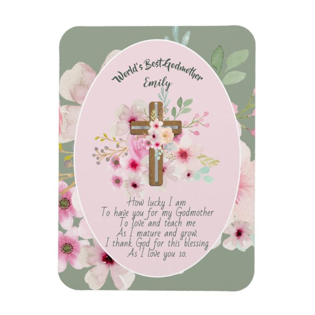 Ímã Bonito, cor-de-rosa, poema de GODMOTHER personaliz (Vertical)