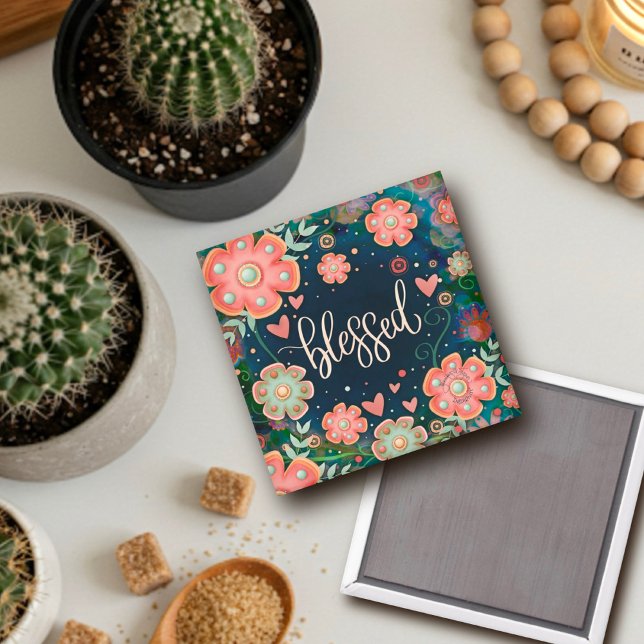 Imã Bonito Diversão Bela, Azul, Cor-de-Rosa, Inspirivê (Criador carregado)