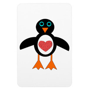 Ímã bonito do pinguim do coração do amor