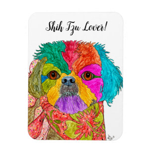 Ímã bonito e colorido 3" de Shih Tzu x4 "