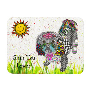 Ímã bonito e colorido 3" de Shih Tzu x4 "