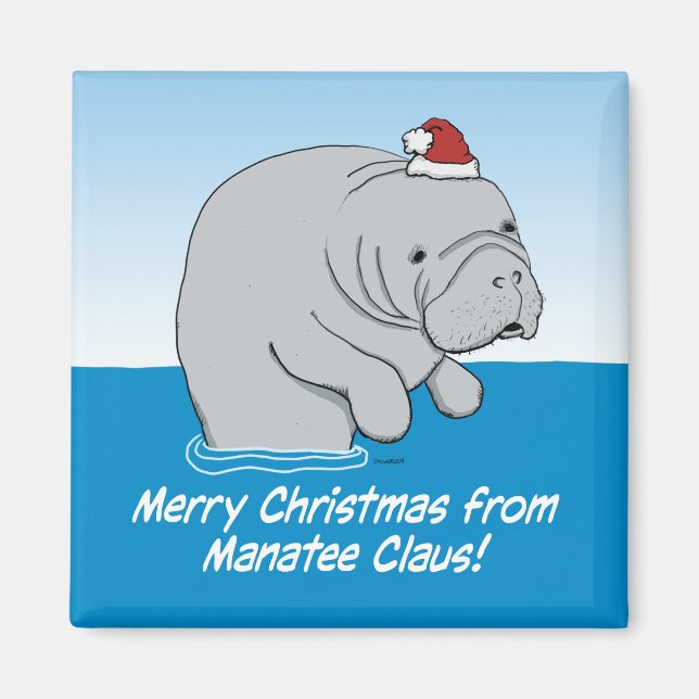 Imã Bonito e engraçado Manatee Claus (Frente)