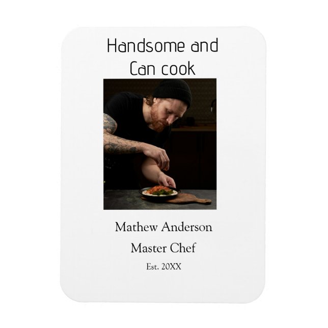 Ímã Bonito e sabe cozinhar adicionar nome master chef  (Vertical)